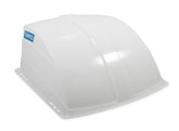 Camco vent cover front view showing aerodynamic hood and airflow benefits