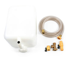 Camco antifreeze tank close-up with on/off valve for controlled discharge