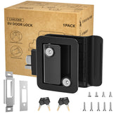 CAMJOKE front profile lock installed on RV door showing secure fit and style