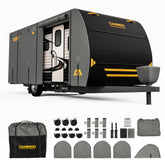 CAMMOO front view on 27–30ft trailer showing full coverage and curb appeal