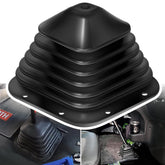 Camoo shift boot front view showing shape and secure fit, improves cab sealing