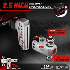CAMPX close-up of dual-ball head with 2-5/16 and 2 inch balls for towing options