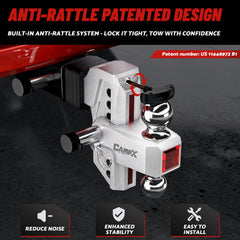 CAMPX side profile showing seven adjustment positions for precise trailer leveling