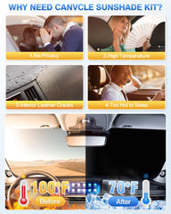 Canvcle passenger side window shade close-up blocks UV rays