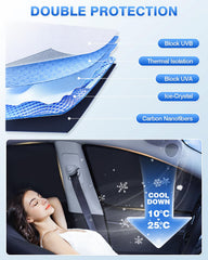 Canvcle driver-side window shade in place reducing glare and improving privacy