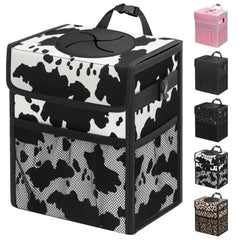 Capolo front view showing compact leakproof car trash can and tidy design benefit