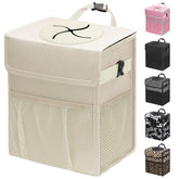 Capolo front view with lid showing tidy trash containment benefit