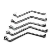 Capri Tools front view of brake bleeder wrench set showing five wrenches and packaging for quick selection