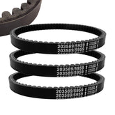 caqeg front view of three-pack belts showing packaging and clear fit info for quick replacement