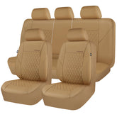 CAR PASS front seats covered in beige quilted faux leather offering a refined look