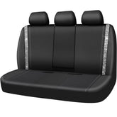 CAR PASS front view of rear seat cover showing full glittering diamond strip and fit