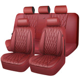 CAR PASS front view of burgundy full-seat set showing neat fit and luxury appeal