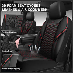 CAR PASS close-up of quilted mesh and faux leather texture for breathability