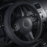 CAR PASS front view of black faux suede cover showing sleek fit and comfort