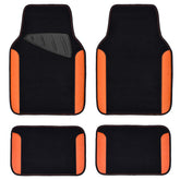 CAR PASS front mats displayed neatly showing orange leather-look finish and fit
