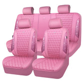CAR PASS front seat cover installed showing full pink bling and protective fit