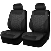 CAR PASS front seat cover front view showing charcoal-on-black finish and protection