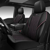 CAR PASS full frontal view of front seat covers showing fit and protection