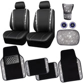 CAR PASS front seat covers showing full packaging and fit, adds glamorous protection