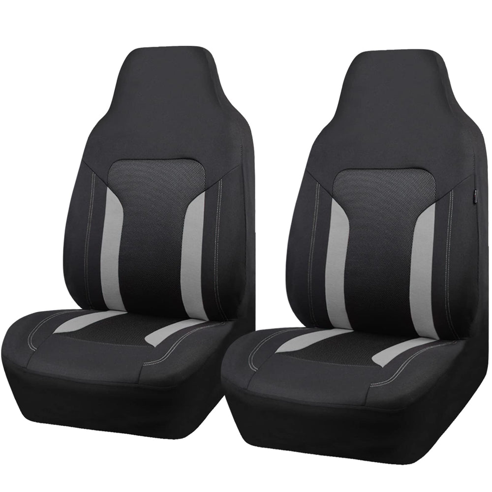 CAR PASS full two-piece front seat covers showing fit and sporty look