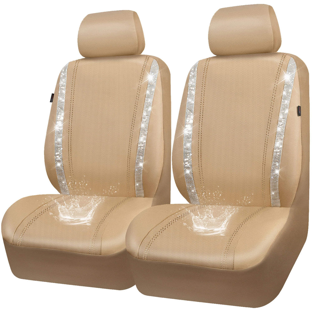 CAR PASS front seat covers full view showing sparkling rhinestones and elegant fit