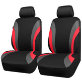 CAR PASS front seat covers full view showing sporty red and black and improved cabin style