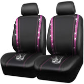 CAR PASS front seat covers full view showing glittering rhinestones and tailored fit