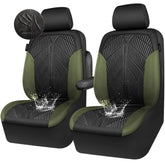 CAR PASS front seat covers full view showing olive green styling and fit benefit