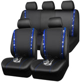 CAR PASS front seat view showing blue rhinestones and protection benefit