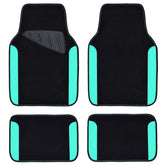 CAR PASS front mats black with mint accent showing full front coverage and style benefit