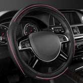 CAR PASS front view of black and pink steering wheel cover showing sporty look and contrast