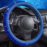 CAR PASS front view of blue bling steering wheel cover enhances interior style