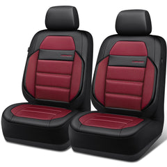 CAR PASS front view burgundy covers showing full-seat protection and style