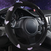 CAR PASS front view showing purple butterfly embroidery and stylish finish benefit: adds personality