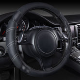 CAR PASS front view of steering wheel cover showing sporty carbon fiber style and enhancement