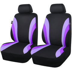 CAR PASS front view of black and purple seat covers showing style and protection