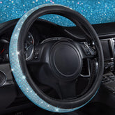 CAR PASS front view of mint diamond steering wheel cover showing sparkle and fit