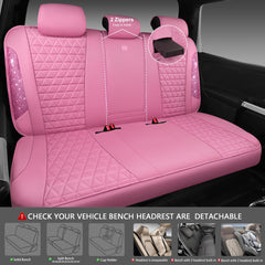 CAR PASS rear bench cover fitted showing continuous pink protection and style