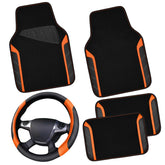 CAR PASS steering wheel cover front view showing sporty black orange look and grip benefit