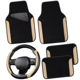 CAR PASS steering wheel cover front view showing sporty black and beige and improved grip