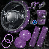 CAR PASS steering wheel cover front view shows rhinestones and better grip