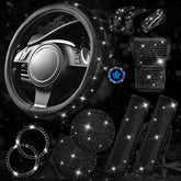 CAR PASS steering wheel cover front view showing rhinestones and improved grip