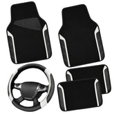 CAR PASS steering wheel cover front view showing sporty black and white design and improved grip