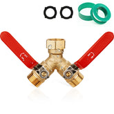 Caravista front view of brass splitter showing durable construction and clear controls