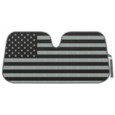 Carbella American Flag front view showing full windshield coverage and patriotic design benefits sun protection