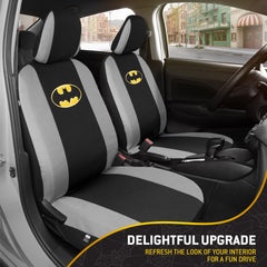 Carbella Batman headrest details with logo providing cohesive interior styling