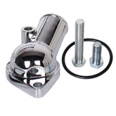 CarBole chrome thermostat housing front view highlighting polished finish and improved engine looks