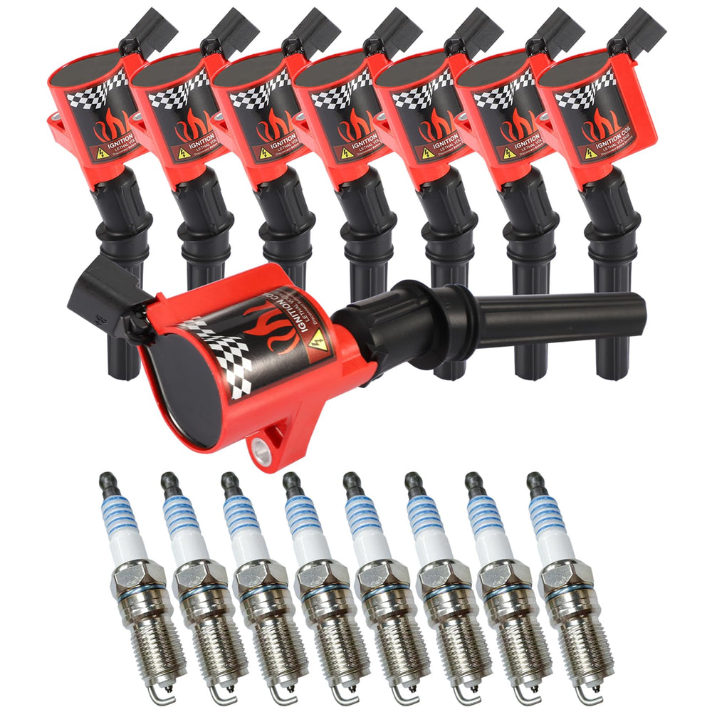 CarBole front kit packaging showing full 8-coil and 8-plug set and compatibility benefit
