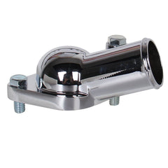 CarBole thermostat housing installed in Chevy engine bay illustrating cleaner hose routing advantage