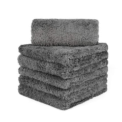 CARCAREZ front view of gray towels showing plush finish and pack benefit